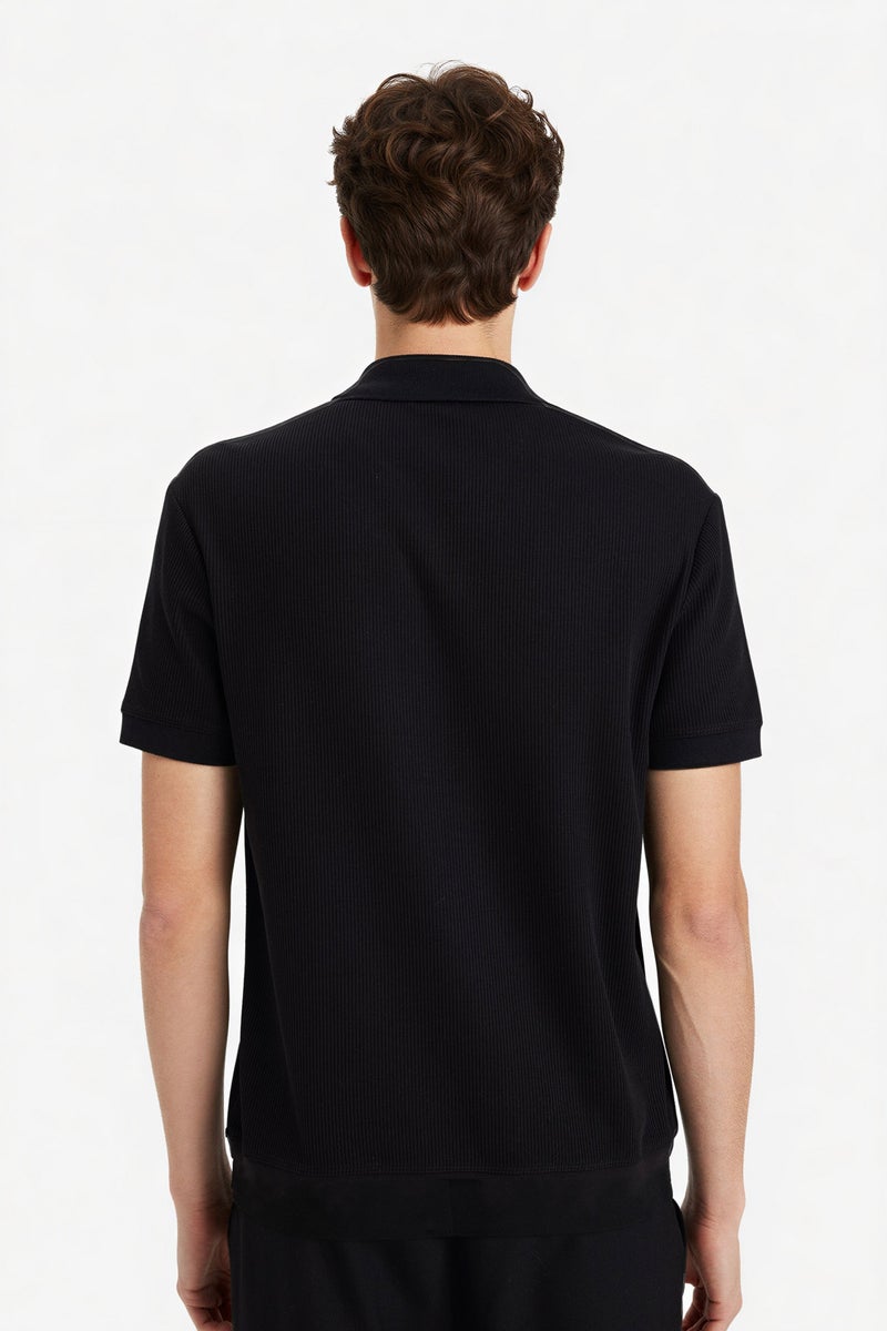 DeFacto Black Man Regular Fit Pleated Polo T-Shirt Casual - Image 5